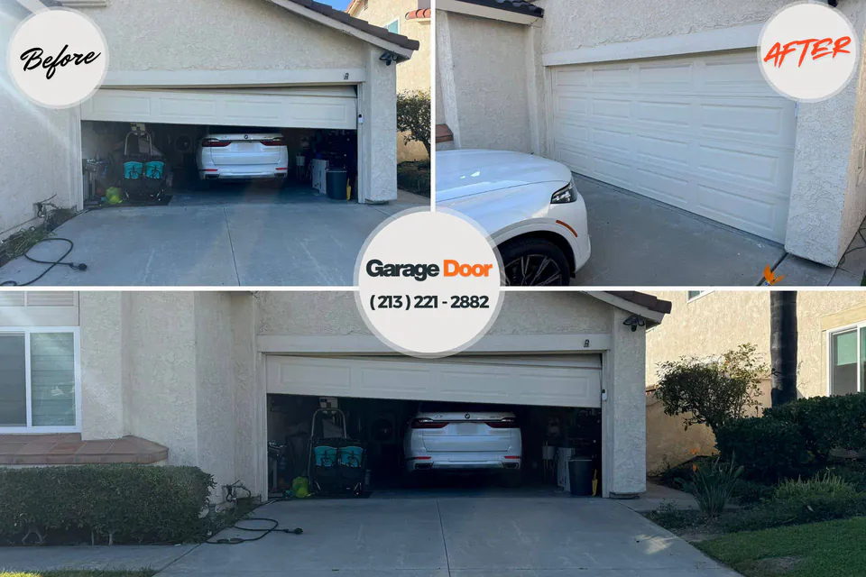 Before and after: garage door repair Osseo, MN